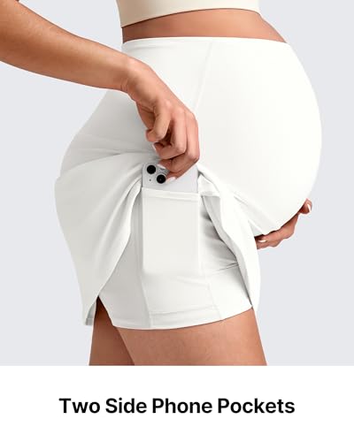 G4Free BareFeel Maternity Skirt with 2 Pockets Pregnancy Shorts Tennis Golf - color: White, size: X-Large