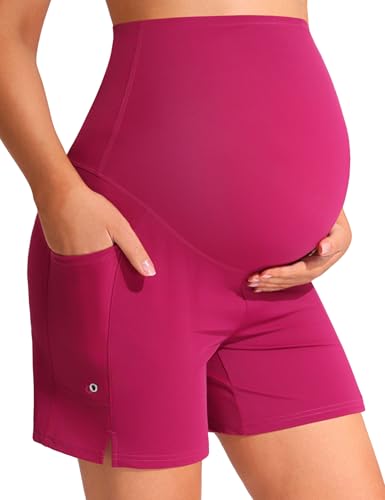 Mama Land Maternity Swim Shorts Over the Belly - color: Rose Pink, size: X-Large