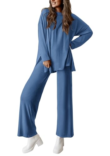 PRETTYGARDEN Matching Sets Women Clothing 2 Piece Loungewear - color: Blue, size: X-Large