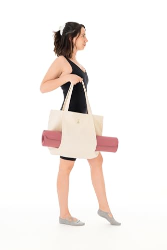 Yoga Mat Tote Bag, Cotton Canvas, Beige