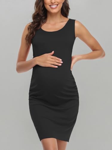 BBHoping Women's Summer Sleeveless Maternity Dress for Baby Shower - color: Black, size: Medium