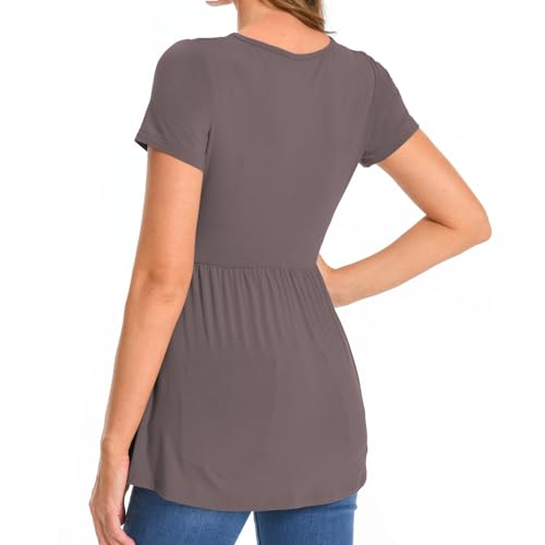 Bearsland Short Sleeve Maternity Top - color: Black&nutshell&coppery Brown, size: Small