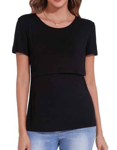 Sosolism Women’s Maternity Nursing Tops Breastfeeding 3-Pack S-XXL - color: Black/Black/Black, size: Medium