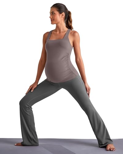 G4Free BareFeel Maternity Tank Tops with Removable Pads Pregnancy Clothes - color: Taupe, size: Medium