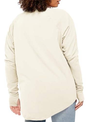 Womens Plus Size Long Sleeve Tunic Tops Crew Neck Oversized Fit T Shirts - color: Beige, size: 5X-Large
