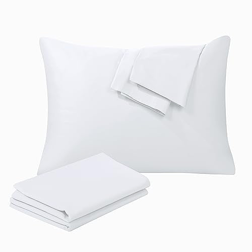100% Egyptian Cotton Standard Size Pillow Protectors with Zipper Set of 2 - color: White, size: Standard 2pack