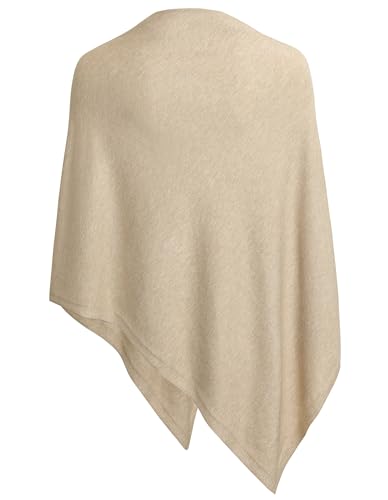 PULI Women's Versatile Knit Shawl Poncho Sweater Button Scarf - color: Barley Twist