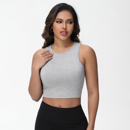 Bhome Longline Nursing & Maternity Bra for Breastfeeding, Maternity Nursing Crop Tank Tops with Built-in Bra for Women - color: Grey, size: Medium