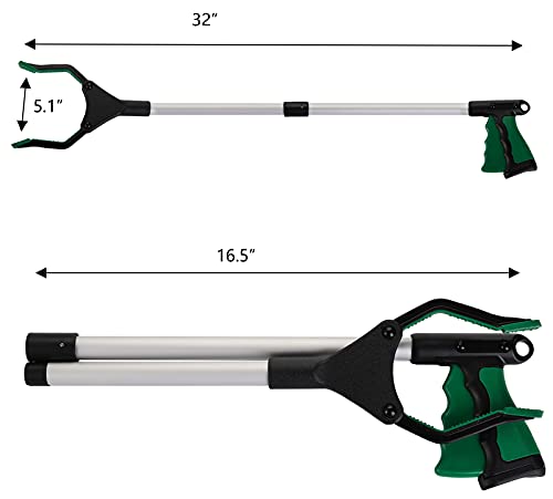 TOPZEA 3 Pack Grabber Reacher Tool for Elderly, 32 Inch Foldable Trash Pick Up Stick Grabbers Picker Upper, Long Claw Grabber Pickup Tool for Garbage, Mobility Aid Reaching Assist Tool, Garden Gripper