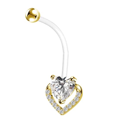 14G Flower Flexible Clear Acrylic Pregnancy Belly Button Ring Letter Personalized Dangle Pregnancy Maternity Belly Rings - color: gold white