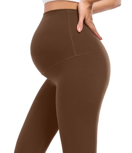 wirarpa Women's Maternity Leggings Over The Belly Buttery Yoga Pants 25" - color: Brown, size: Medium
