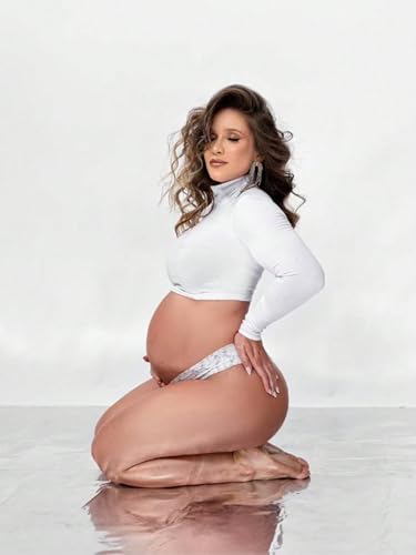 Women's Maternity High Collar Long Sleeves Pullover Tops - color: White, size: Small