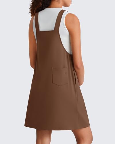 G4Free EverGoing Maternity Overall Dress Adjustable Straps Pregnancy Jumpsuits Dresses with Pockets Casual Work - color: Dark Coffee, size: Medium