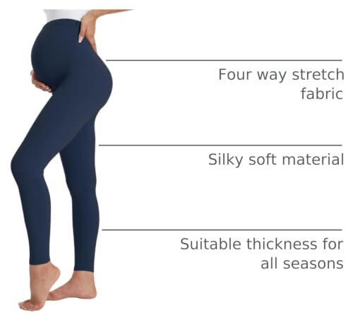 Buttergene Maternity Leggings Buttery-Soft 28'' Maternity Yoga Pants - color: 2pack Black/Navy, size: Large