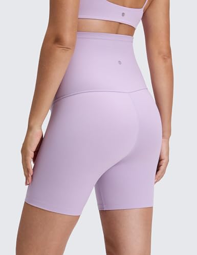 CRZ YOGA Maternity Biker Shorts 6" - color: Lilac Air, size: X-Small
