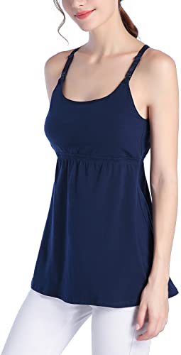SUIEK 3-Pack Cotton Maternity Nursing Tank Tops Breastfeeding Cami Shirts - color: D-burgundy+charcoal+navy - First Style, size: Medium