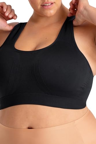 SHAPERMINT Sports Bras for Women, Racerback Workout Bra, Medium Support - color: 2 Pack, Black, size: 3X-Large