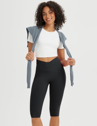 baleaf Womens Capri Leggings with Pockets V Waistband - color: Black, size: Large