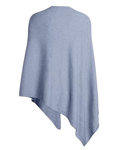 PULI Women's Versatile Knit Shawl Poncho Sweater Button Scarf - color: Dusty Blue