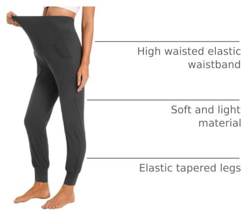 V VOCNI Women's Maternity Joggers Pants Pregnancy Sweatpants - color: A-black/Dark Grey, size: Small