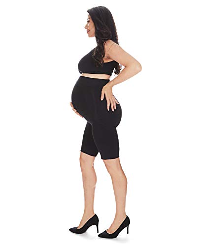 SlimMe Women's Maternity High-Waist Seamless Thigh Shaper - color: Black, size: Small