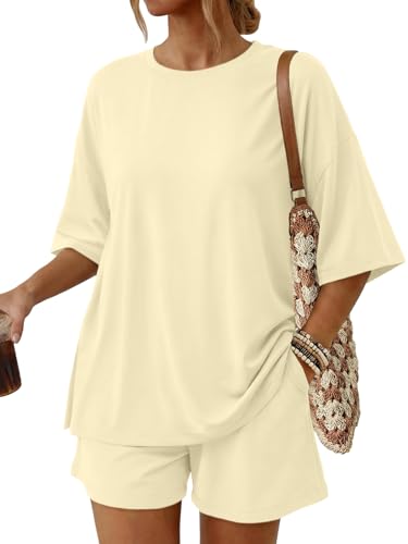 Trendy Queen Women's 2 Piece Summer Matching Set Lounge Wear with Pockets - color: Butter Yellow, size: Medium