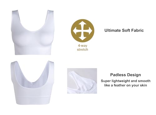 Women's Wireless Sleep Bras Unpadded Seamless Comfort Bras Throw-on Wirefree Bralettes 3 Pack - color: 1*white, size: Medium