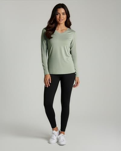 Real Essentials 4 Pack: Women's Long Sleeve Dry Fit V-Neck T-Shirt - Active Athletic Workout Gym Top (Plus Available) - color: Set 2, size: XX-Large