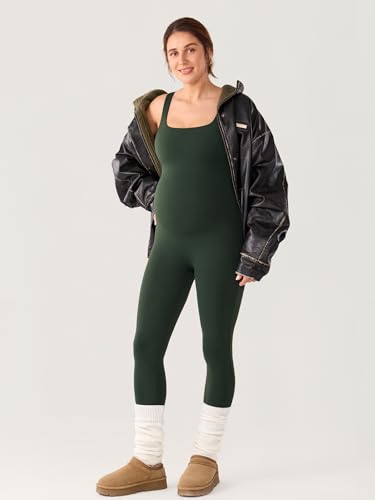 MOMANDA Maternity Jumpsuit Leggings 25" - color: Legend Green, size: Small