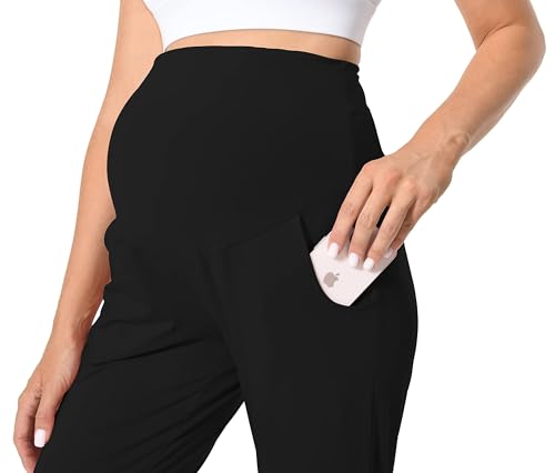 Foucome Women's Maternity Pants Comfy Stretchy Joggers Sweatpants - color: A21# - Full Length Jogger - Black, size: Small