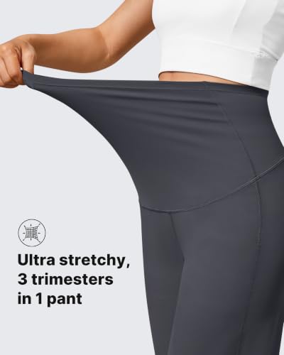 G4Free BareFeel Maternity Yoga Pants Pregnancy Slacks Over the Belly - color: Dark Gray, size: X-Small
