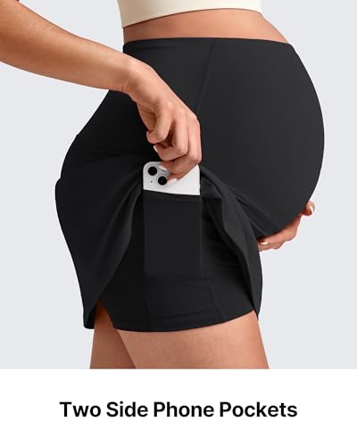 G4Free BareFeel Maternity Skirt with 2 Pockets Pregnancy Shorts Tennis Golf - color: Black, size: Large