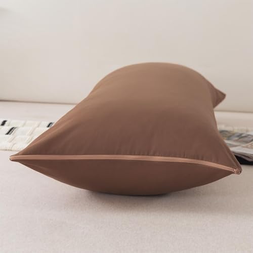 WhatsBedding Memory Foam Body Pillow with Cover, Long Bed Pillow for Adults - color: Mocha Brown
