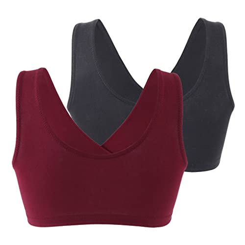 KUCI Maternity Nursing Bra Wireless Cotton Breastfeeding Bra for Sleep - color: Black+grey+red Wine/3pack, size: Medium