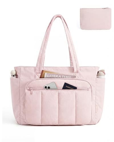 BAGSMART Tote Bag for Women, 2 Set Work Tote Bag with Zipper - color: Pink
