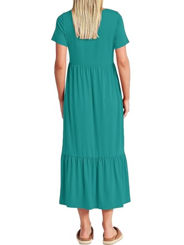 CzzzyL Women Nursing Dress Maternity Maxi Tiered Cocktail with Pockets - color: Turquoise-t, size: Medium