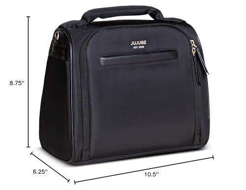 JuJuBe Insulated Bottle Bag, 3-Bottle Breastmilk Cooler with Shoulder Strap - color: Black