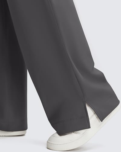 G4Free ShiftReady Maternity Dress Pants Wide Leg Pregnancy Work Tousers - color: Dark Gray, size: Large