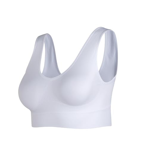Women's Wireless Sleep Bras Unpadded Seamless Comfort Bras Throw-on Wirefree Bralettes 3 Pack - color: 1*white, size: Small