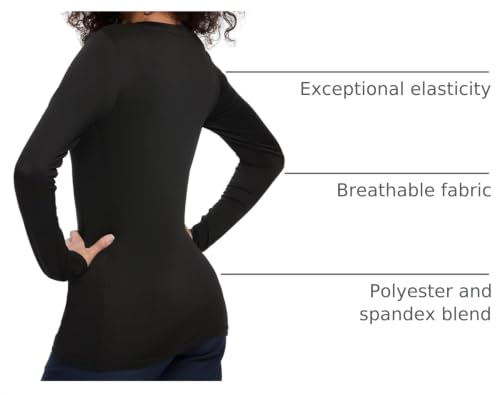 COZYFIT 3 Pack Underscrub Long Sleeve Women, Scrubs Undershirts, Crew Neck - color: Black, size: 3X-Large