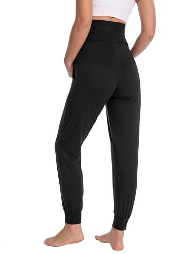 Women's Maternity Joggers Over Belly Sweatpants - color: Black, size: Medium