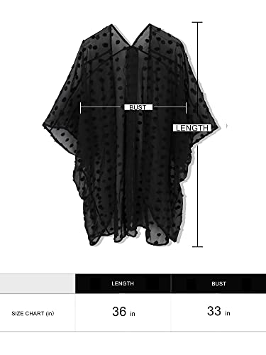 Moss Rose Women's Beach Kimono Coverup Sheer Chiffon Open Front Cover Ups - color: Black#