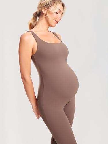 MOMANDA Maternity Jumpsuit Leggings 25" - color: Brown Purple, size: Small