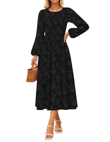 CzzzyL Women's Nursing Dresses Fall Boho Floral Breastfeeding with Pockets - color: Floralblack, size: Large