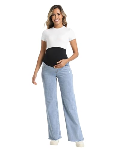 Foucome Women's Maternity Jeans Straight Leg - color: Light Blue, size: XX-Large