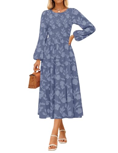 CzzzyL Women's Nursing Dresses Fall Boho Floral Breastfeeding with Pockets - color: Floralblue, size: X-Large