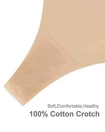 SHARICCA Women No Show Seamless Underwear Thong Invisible Soft Panties Multi Pack - color: (6 Pack) Honeymoon, size: Medium