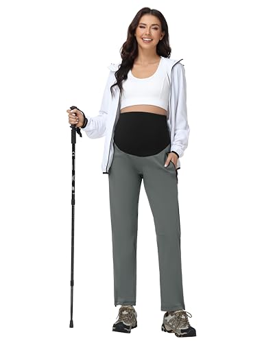 V VOCNI Maternity Pants Straight Leg Scrub Pants - color: Grey, size: Small