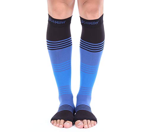 Doc Miller Open Toe Compression Socks 20-30 mmHg for Women & Men, 1 Pair - color: Open Toe BlackBlueBlue, size: Small