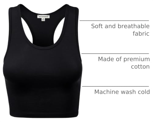 Women Sleeveless Racerback Crop Camisole Tank Tops Cotton Basic Shirts - color: 001-black-5, size: 1X